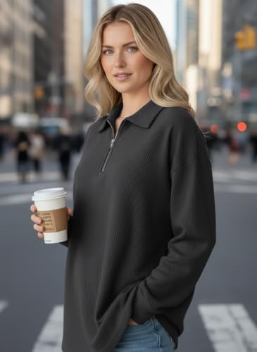 Image of Mack Jonney Women's Ribbed Zip Polo T-Shirt | Full Sleeve Collared Top | Camel Beige Casual Sweatshirt | Regular Fit-M7403