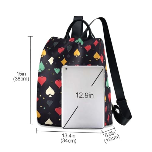Image of Fustylead Abstract Colorful Poker Symbol Backpack Purse for Women Anti-theft Backpack Purse Travel Daypack