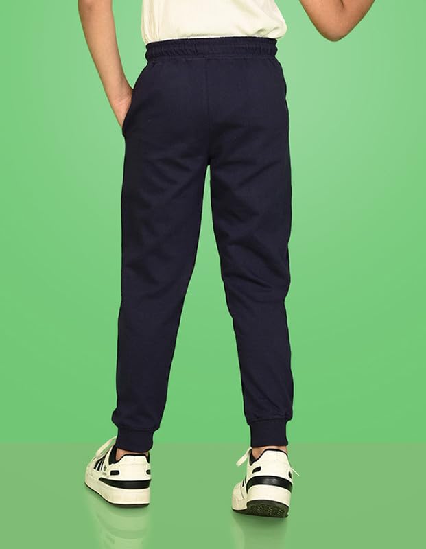 Image of Nusyl Solid Cotton Track Pants for Boys | Premium Soft Flow Joggers | Comfortable Relaxed Fit with Ribbed Cuffs | 2-16 Years | Multiple Colors