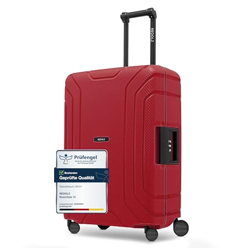 REDOLZ Valise Rigide Taille M | sans Fermeture Éclair | Bagage Soute 65x45x25 cm en Polypropylène | Fermeture 3 Points | 4 Roues & Serrure TSA | Essentials 15
