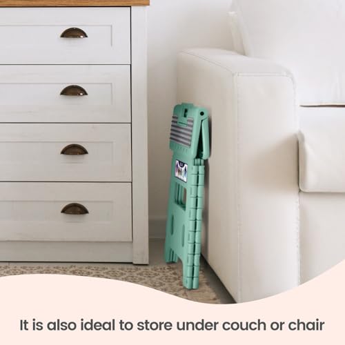 Image of Delxo Folding Step Stool 13 Inch Non-Slip Foldable Stools for Kids & Adults Up to 300 LBS Kitchen Collapsible Fold Up Stepping Stool with Dotted 1 Pack Green