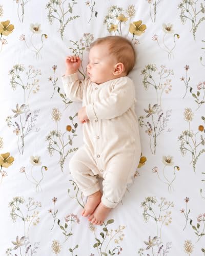 Image of Crib Sheets for Boys and Girls, 2 Pack Fitted Baby Sheets for Standard Toddler Mattress 28 inch x 52 inch, Soft Breathable Jersey Knit Baby Bedding (Cottage Cow)