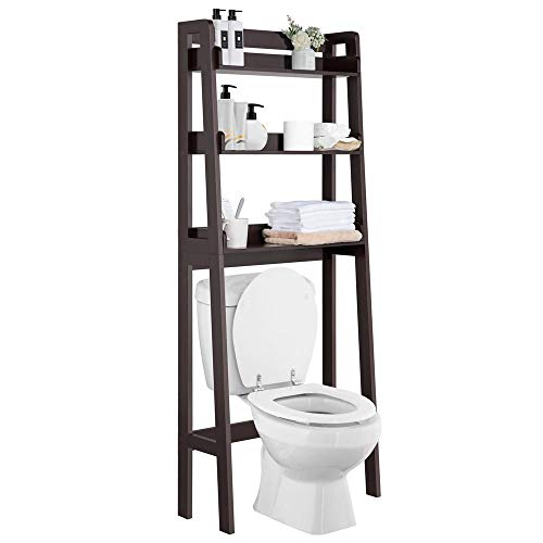 Yaheetech Space-Saver Bathroom Shelf Storage Organizer 3 Shelf Toiletry Rack with Solid Wood
