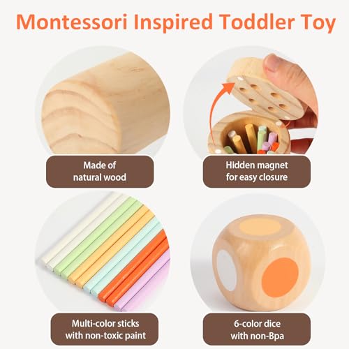 Image of Wooden Montessori Baby Toddler Toys for 1+ Year Old, Color Sorting Fine Motor Skills Matching Game Preschool Learning Activities, 2 3 4 Year Old Girls Boys Birthday Gifts