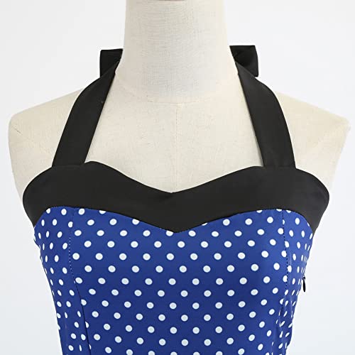 Image of Women Vintage Polka Dot 1950s Rockabilly Halter Audrey Dress Retro Floral Evening Cocktail Swing Dress