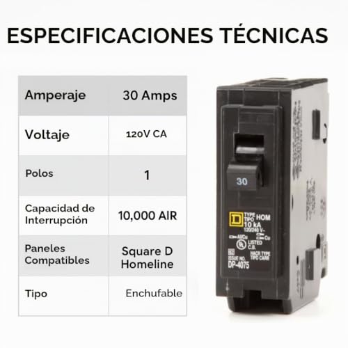 Interruptor Termomagnético 30 Amp Square D 12 Imagen adicional