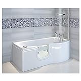 seniorenbadewanne mit whirlpool  Badewanne mit Tür, Seniorenbadewanne 167,5x85/75x53cm mit Duschkabine,Wannenschürze und Ablauf/Sifon, Ausführung RECHTS