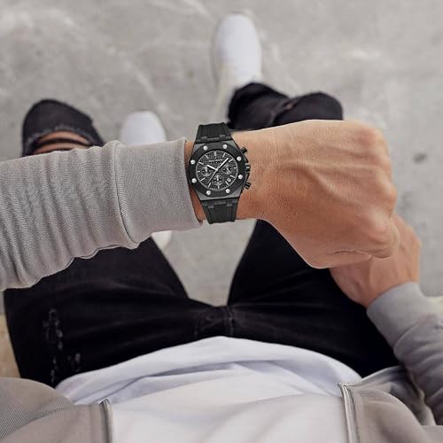 Image of Daniel Hechter Paris Tuileries Collection Multifunctional Watch for Men with Textured Octagone Dial and Silicon Strap-DHM1005
