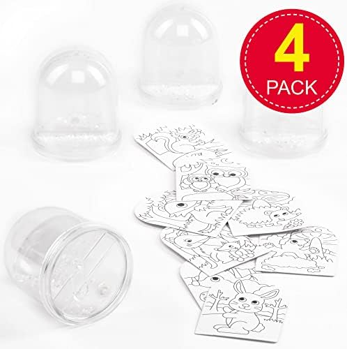 Baker Ross AR618 Woodland Animal Colour-in Snow Globes Value Pack  Creative Art and Craft Supplies for Kids to Make, Personalise and Decorate (Pack of 4), Assorted