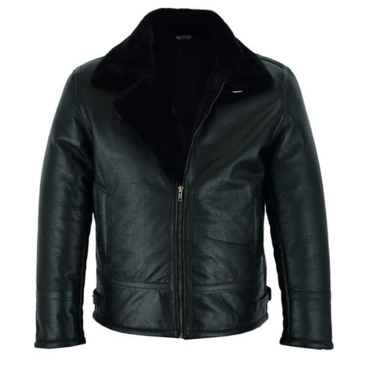 Men's RAF B3 Bomber Flight Pilot Aviator Fur Shearling Sheepskin Brown Leather Jacket4