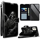 SROJDHFJB Scythe Death for Umidigi A13/A13S Wallet Case with Wrist Strap, Flip PU Leather Card Holder Phone Case Magnetic Closure Kickstand Shockproof Purse Cover for Umidigi A13/A13S