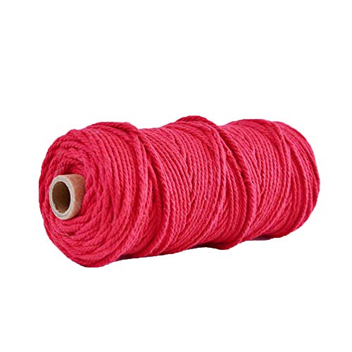 Natural Cotton Macrame Rope Red Craft Supplies Braided Cotton Rope for Macrame Wall Hanging,Plant Hanger,Dream Catcher,Bags,Mat,Pillow DIY Craft Making 4mm/100 Meters