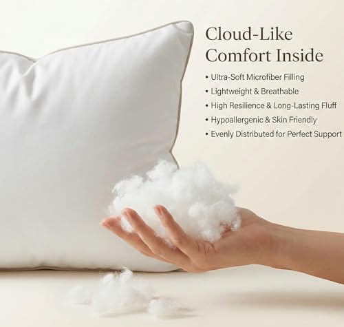 Image of VAS COLLECTIONS Cloud Cotton Pillows Set of 2 | Soft Fluffy Adjustable Sleeping Pillows 27x16 Inch | White | Piping Edges | Bed Pillow for Neck Support & Comfort (2, Pack of 2)