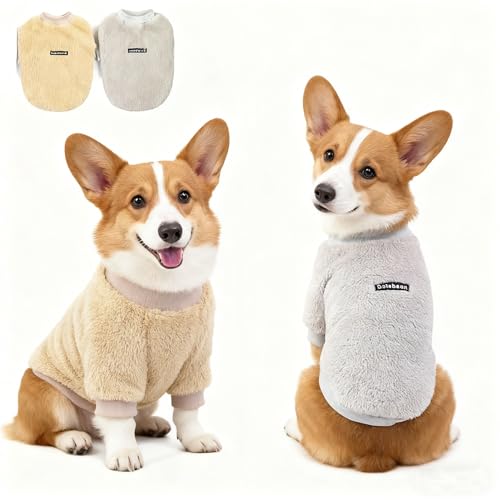 OYIWINMI Hundepullover 2 Stück, Hunde Klamotten Grau und Braun, Warm Fleece Haustierpullover für Kleine Mittel Hunde, Weiche Welpenkleidung Winter Herbst, Geeignet für Chihuahua Bichon Bulldogge (M)