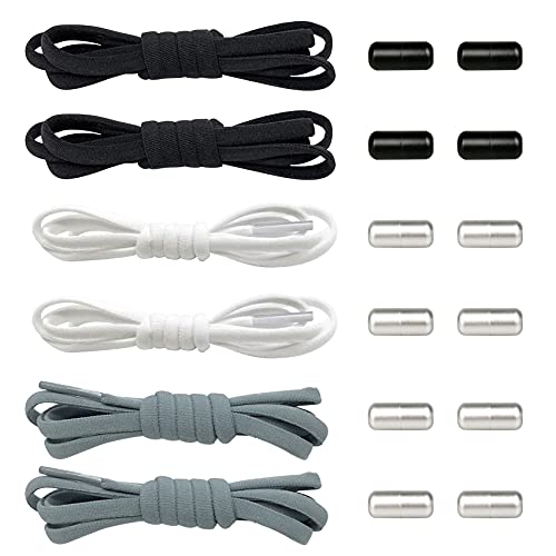 FBBULES 6 Paar Elastische Schnürsenkel Ohne Binden Schuhbänder mit Metallkapsel Universal No Tie Shoelaces für Kinder Erwachsene Schuh Cover