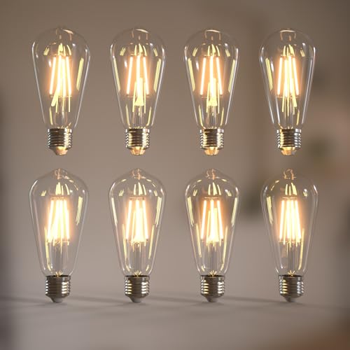 Image of Jensense Edison Bulbs E26 LED Bulb 60 Watt Equivalent, Vintage LED Light Bulbs CRI90+ ST19, Dimmable Clear Light Bulbs (2700k Warm White, 6watt-8 Pack)