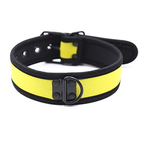 YiQin RWSX Hundemaske mit Kragen, Weiche Latex Petplay Hundemaske mit Ohren Welpenmaske Hunde Masken, Abnehmbarer Mund, Geeignet für Halloween, Urlaubsparty (XL, Gelb)