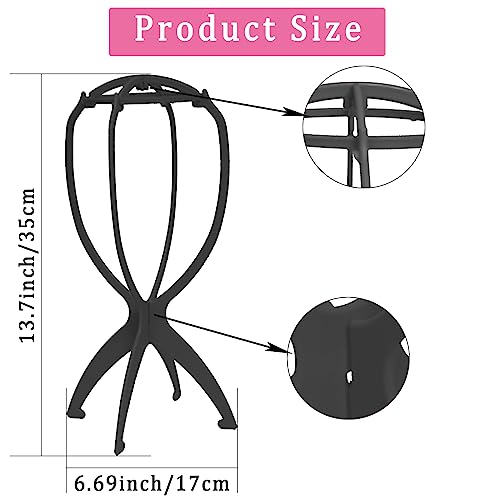 3 Pack Wig Stands for Wigs Wig Head for Long Short Wigs Portable Collapsible Wig Dryer Travel Short Hair Extensions Stands - Image 3