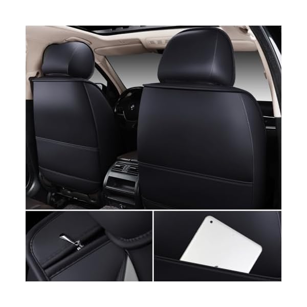 OASIS AUTO Car Seat Covers Premium Waterproof Faux Leather Cushion Universal Accessories Fit SUV Truck Sedan Automotive Vehicle Auto Interior Protector Full Set (OD-008 Gray) - Image 4