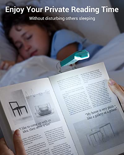 Image of DEWENWILS USB Rechargeable Book Reading Light, Book Light Clip on for Reading in Bed, LED Eye Care Book Lamp for Kids, Bookworms, 2 Brightness Levels (Blue)