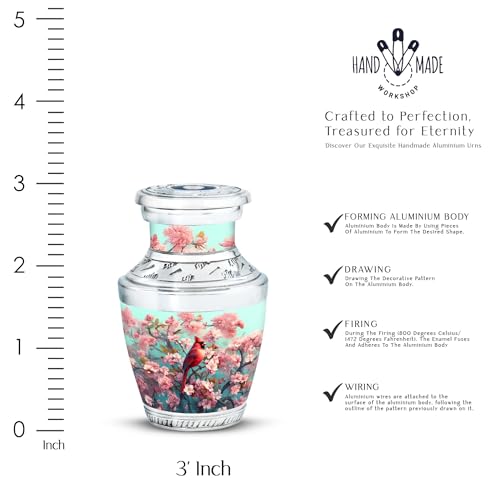 Image of Cardinal Bird Urn - Mini Keepsake Funeral Urns for Adult Ashes Women - Memorial Urns for Burial - 3 Inch