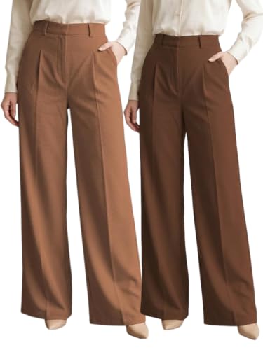 Image of GRECIILOOKS Trousers for Woman | Womens High Rise High Waist Flared Korean Style | Formal Pant for Women Office Wear| Track Pants for Womans Elegant for College & Events (Available in Plus Size)
