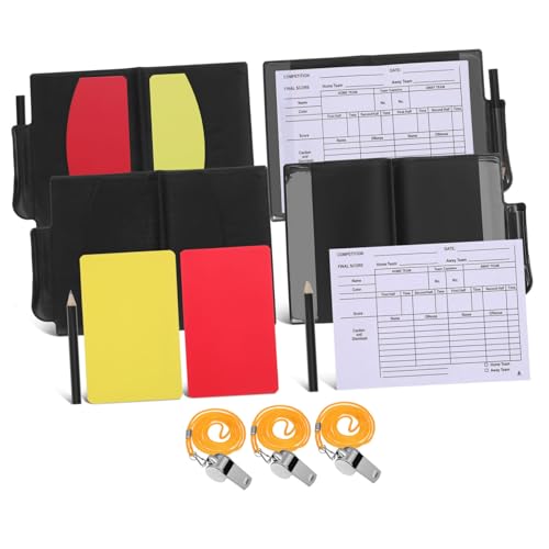 Kit de árbitro Yardwe con tarjetas roja y amarilla y silbatos miniatura 1