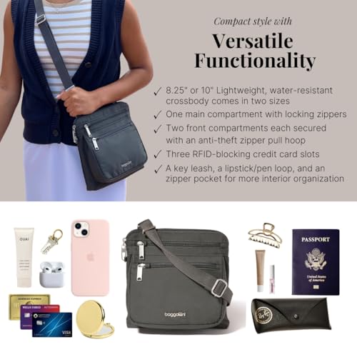 Baggallini Securtex Anti-Theft Crossbody 8.25"x8.25" Travel Purse with RFID, Locking Zippers & Cut-Resistant Strap4