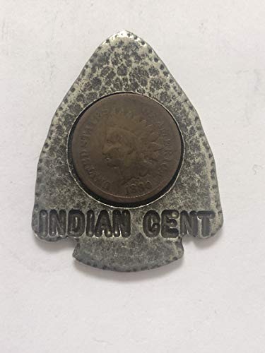 1859 P - 1909 Indian head Penny Cent in arrowhead holder Good
