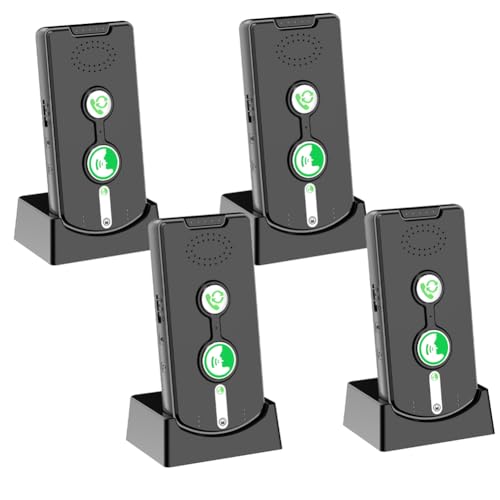 2 Way Intercom for Home Upgraded, Portable Wireless Intercom System for House with 5 Level Volume and Ringtones Adjustment Rechargeable for Hospital Hotel Office Business 4 Pack(Black)