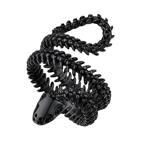 Bandmax Men Black Rings Snake Wrap Rings Retro Style Snake Serpent Rings for Women Men Unisex Punk Gothic Jewelry for Gift Cover