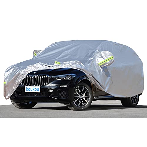 KouKou Oxford SUV Jeep Car Cover Waterproof All Weather for Automobiles with Zipper Door, Full Exterior Cover Outdoor Dust Sun Rain Protection, Fit SUV Jeep ( 181 to 190 inch