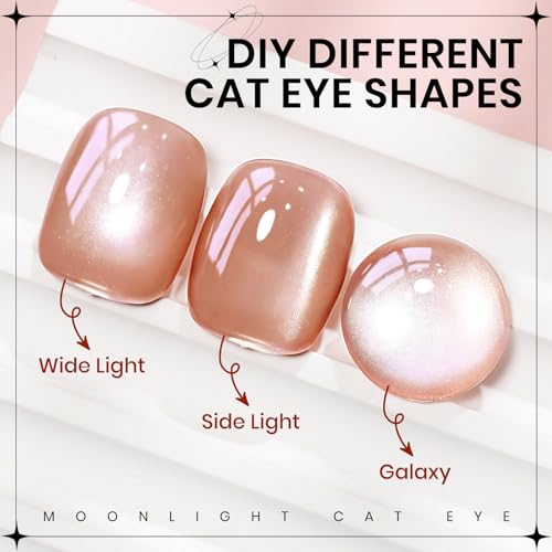 SUPWEE Moonlight Cat Eye Gel Nail Polish,Nude Glass Cateye Gel Polish with Magnet Jelly Glitter Holographic Gel Polish Soak Off U V Gel Salon DIY at Home, 0.5 OZ