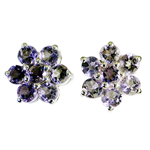Boucle d'oreille améthyste en argent 925 vintage RIYO façonnée à la main pour femme