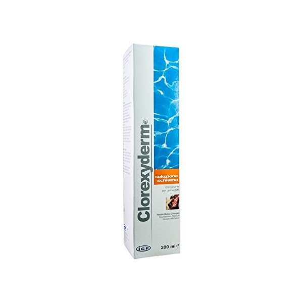 Shampoo Schaumlösung für Haustiere Clorexyderm Soluzione 200 Ml