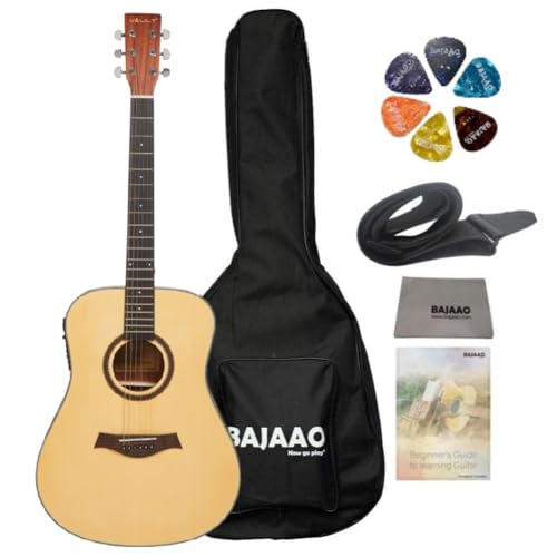 Image of Vault DA25CE 41-Inch Dreadnought Electro-Acoustic Guitar with Bubinga Back and Sides with Gig-Bag, Polishing Cloth, Strap, Picks & E-Book - Natural
