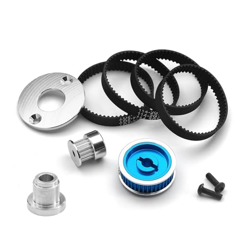 CHRCOED Sistema de engranajes de transmisión por correa de coche RC, polea de transmisión de metal, piezas de actualización para Tamiya 1/10 RC Car TT02