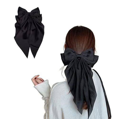 Bow French Barrettes Hair Clips for Thick Thin Hair Grosgrain Bowknot Hair Clips Slides for Women Girls Black Bows Barrette Ribbon Bowknot