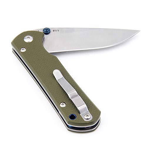 Sanrenmu Land 911 Pocket Knife Folding Knife 12C27 Blade G10 Handle Liner Lock Pocket Edc Knife (Army Green,G10) #TOP5