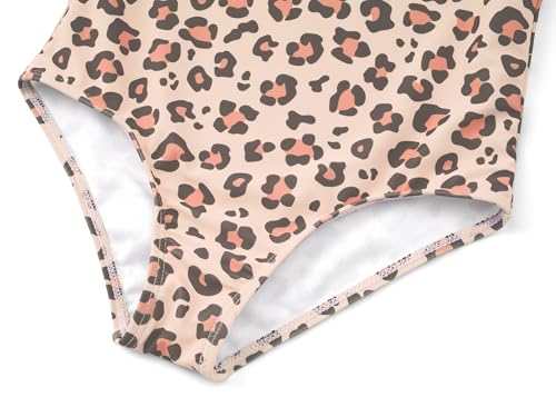 Image of Dvenki Toddler Girls One Piece Swimsuit Adjustable Straps Sizes 2T-10 | quick-dry swim fabric, skin-friendly, ruffle neckline, leopard, check, mermaid prints, swimwear for beach, pool, summer party