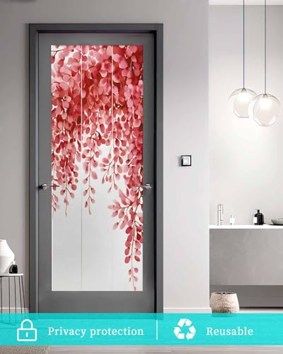 Vinilo decorativo para ventana hojas rojas 23.6''x59'' miniatura 6