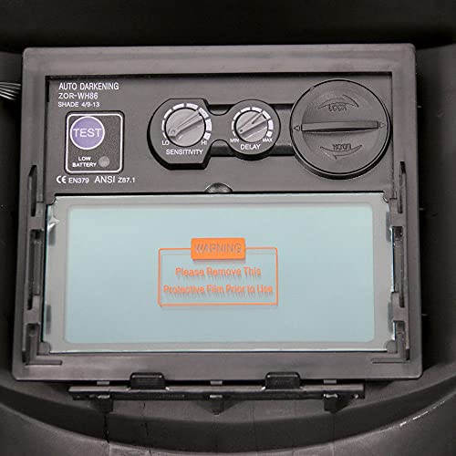 Zorax Auto Darking Welding Helmet (Metal), Large View, Solar & Battery Powered, Grinding Function, DIN9~13 Shade, Safety Gear