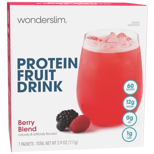 WonderSlim Protein Fruit Drink, Berry Blend, No Fat, Gluten Free, Keto Friendly & Low Carb (7ct)