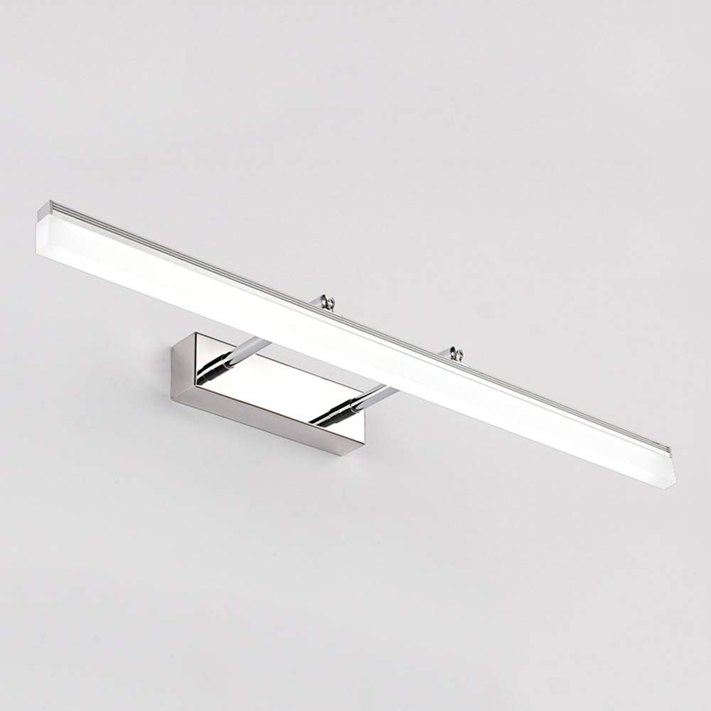 Chrom Rechteck Spiegellampe Strecken LED Spiegelleuchte 180 ° Drehung Spiegel Frontlicht Wasserdicht Beschlagfrei Badezimmer Toilette Schminktisch Beleuchtung,Warmweiß L60CM 14W,50cm warm white