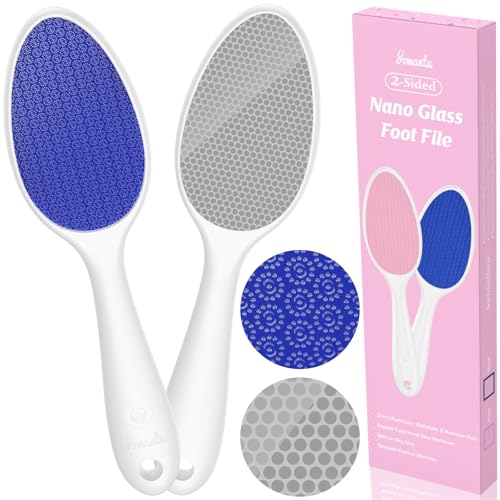 2 en 1 Nano Verre Râpe Pieds - Lime à Pieds avec Long Manche, Lime Pied pour Peaux Dures Efficace Douceur, Élimination des Callosités peaux mortes et des poils,...