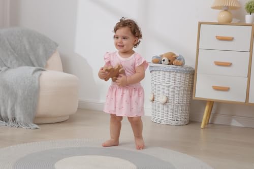 2 Pack Baby Girl Bodysuit Dress Short Ruffle Sleeve Newborn Skirted Romper Infant Summer Outfits for 0-24 Months2