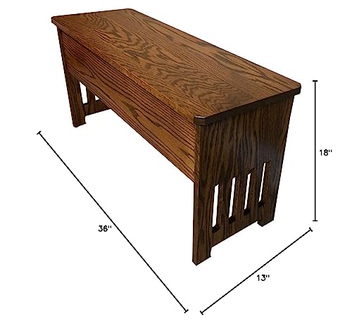 Rustic Red Door Co. HH0002 Rrd Wooden Storage Bench – Mission Style Entryway Bench W/Flip Top Lid – Solid Oak Wood Dining Bench W/Slats thumb #1