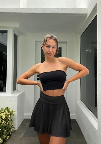 OQQ Women Mini Skirts 2 in 1 Flowy Basic Versatile Stretchy Flared Casual A-line Skirt with Pockets - Image 4