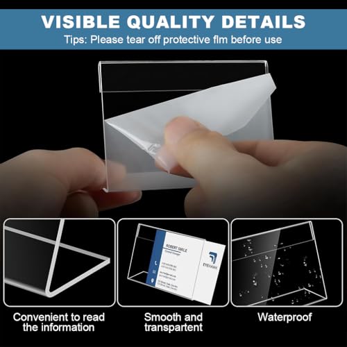 Image of Clear Acrylic Display Stand 30 Pack, 9x6cm L Shaped Sign Holder for Table, Price Tag, Name Card, Menu, Buffet Food Label, Desk Label, Retail, Wedding, Transparent Tabletop Place Card Holder