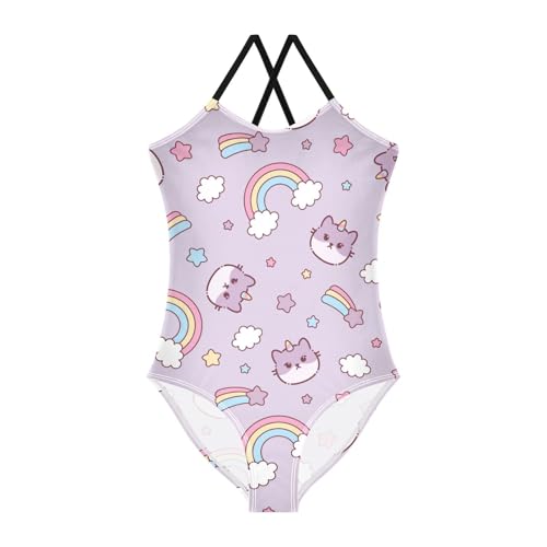 Girls one Piece Swimsuit Summer UPF 50+ Quick Dry Beach Bathing Suit with Straps Swimwear 3-10 Years